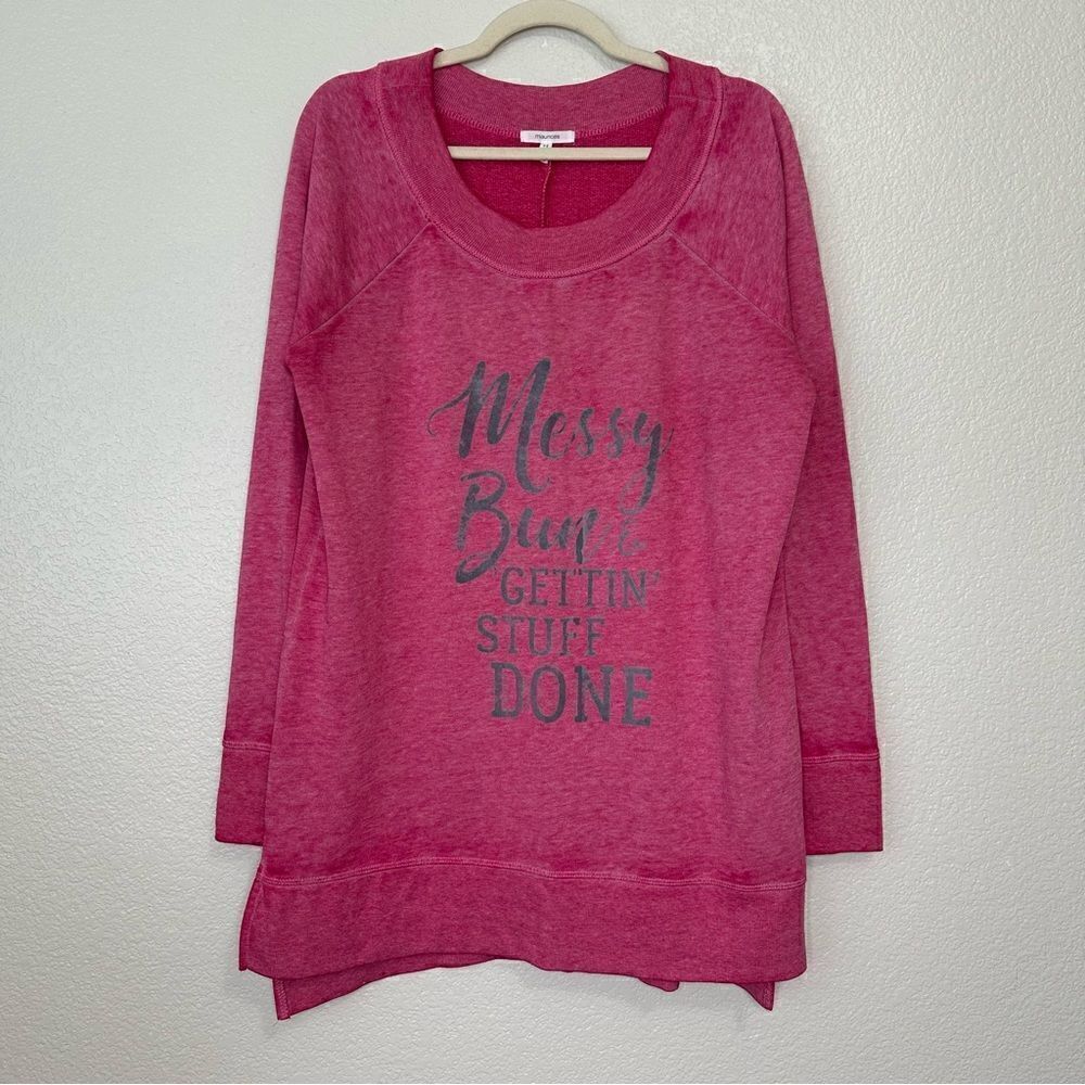 Maurices Hot Pink “Messy Bun & Gettin’ Stuff Done” Graphic Sweatshirt